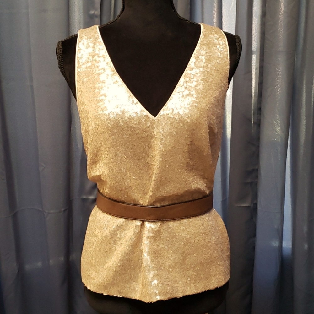 Sparkly Blouse from Macy's. Its gold in color.